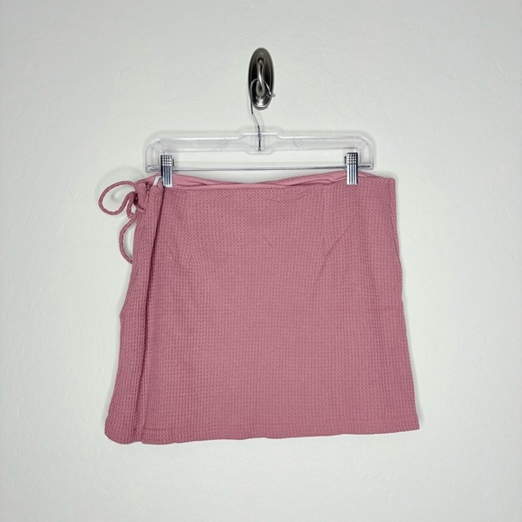 Sabo Emilee Wrap Mini Skirt Mauve Waffle Knit Size Large - Picture 8 of 8